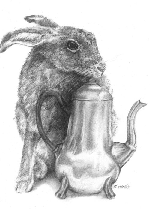 Hare Greeting Card featuring the drawing Time for tea #2 by Meagan Visser