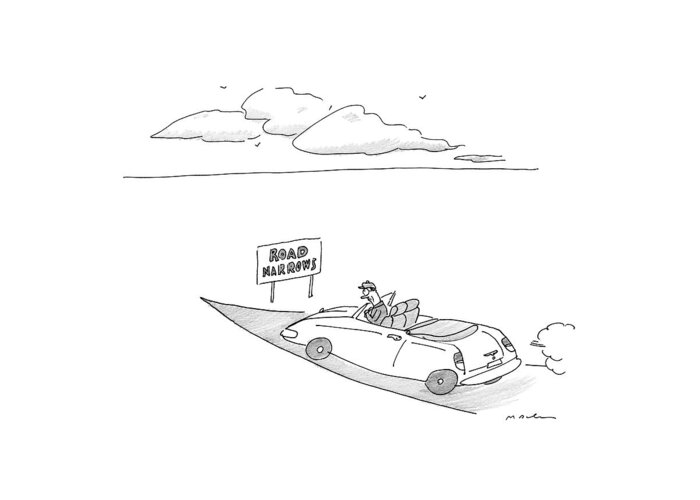 Driving Greeting Card featuring the drawing New Yorker December 19th, 2016 by Michael Maslin