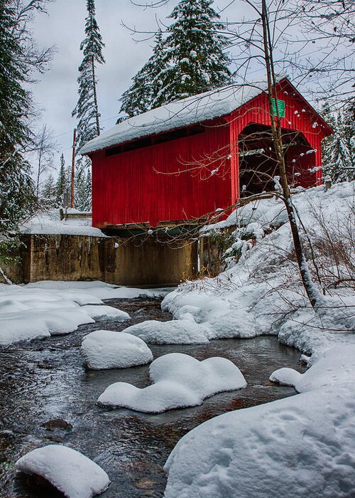 Covered Bridge Greeting Card featuring the photograph Vermonts Moseley covered bridge by Jeff Folger