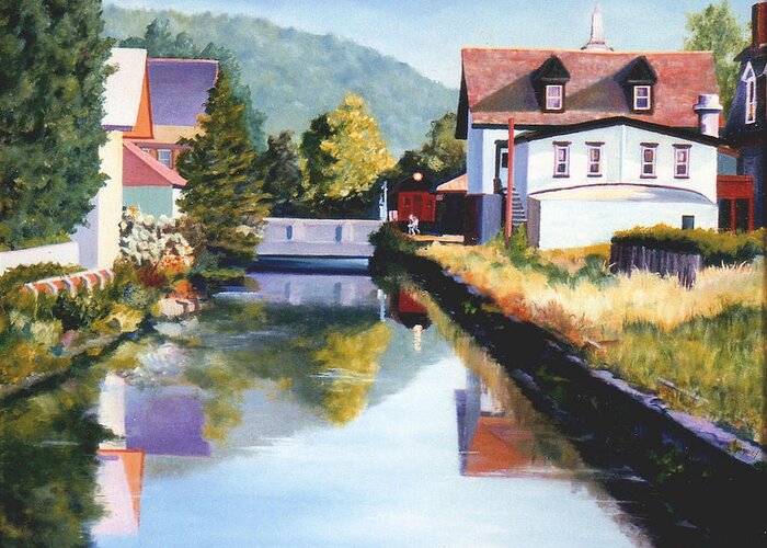 Lambertville Greeting Card featuring the painting View Along the Canal by Robert Henne