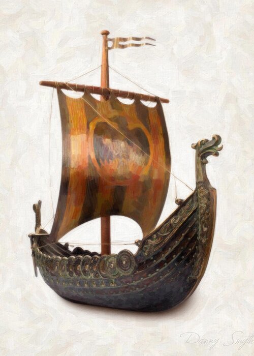 Viking Greeting Card featuring the painting Viking Ship #2 by Danny Smythe
