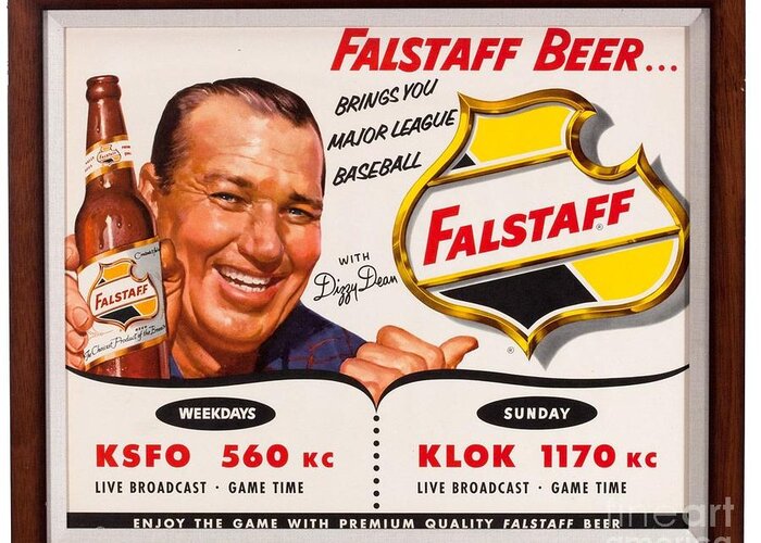 Vintage Greeting Card featuring the photograph Vintage Falstaff Beer Poster by Action