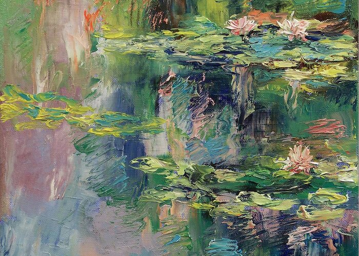 Water Lilies Greeting Card featuring the painting Water Lilies by Michael Creese