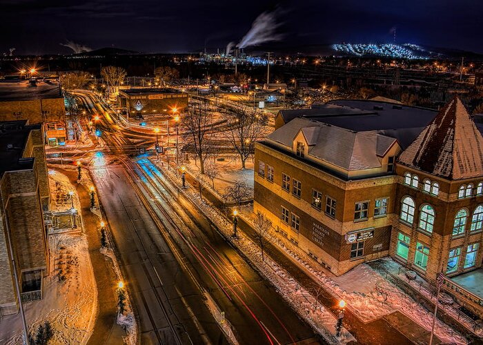 Wausau Greeting Card featuring the photograph Wausau After Dark by Dale Kauzlaric