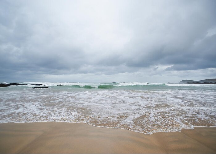 Water's Edge Greeting Card featuring the photograph Waves Crashing At Beach #2 by Dougal Waters