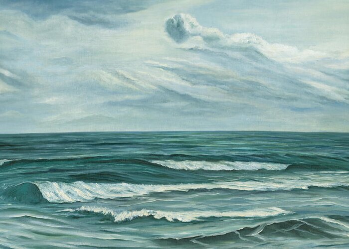 Sea Greeting Card featuring the painting Waving Sea by Angeles M Pomata