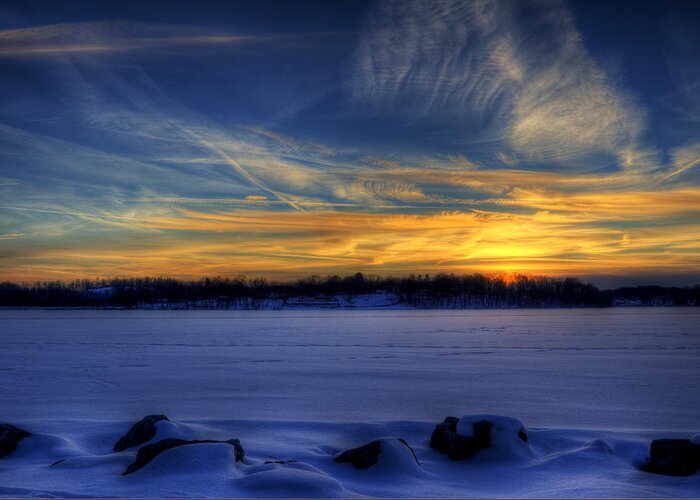 Snow Greeting Card featuring the photograph Winter Sunset #2 by David Dufresne