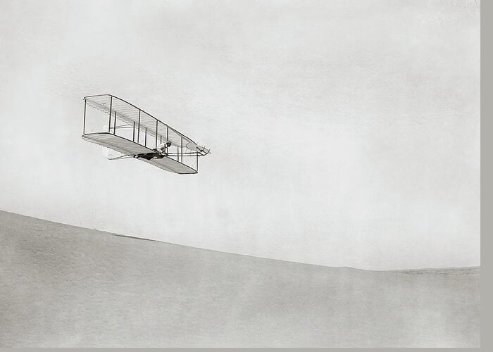 Wilbur Wright Greeting Card featuring the photograph Wright Brothers Kitty Hawk Glider by Library Of Congress