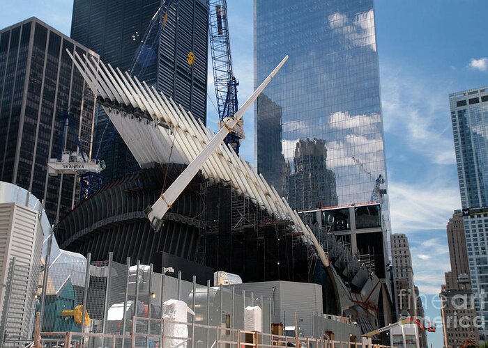World Trade Center Greeting Card featuring the photograph WTC Oculus Construction #2 by Steven Spak