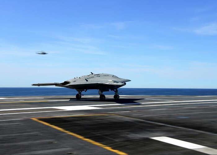 X-47b Greeting Card featuring the photograph X-47b Unmanned Combat Air Vehicle #2 by Us Air Force