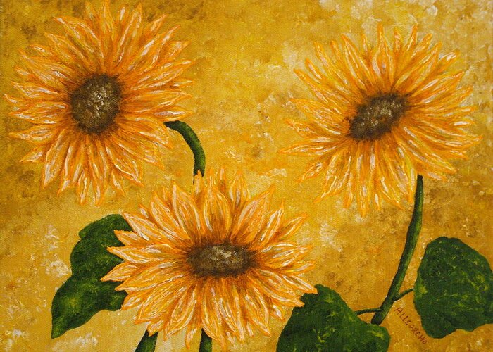 Pamela Allegretto Greeting Card featuring the painting Yellow Daisies by Pamela Allegretto
