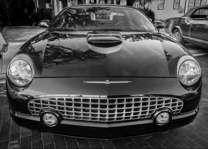 2005 Thunderbird Greeting Card featuring the photograph 2005 Ford Thunderbird Painted BW by Rich Franco