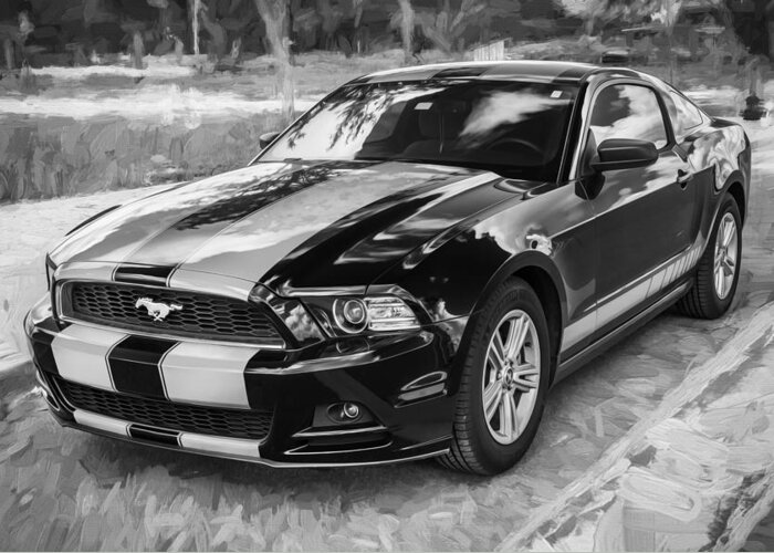 2014 Ford Mustang Greeting Card featuring the photograph 2014 Ford Mustang Painted BW  by Rich Franco