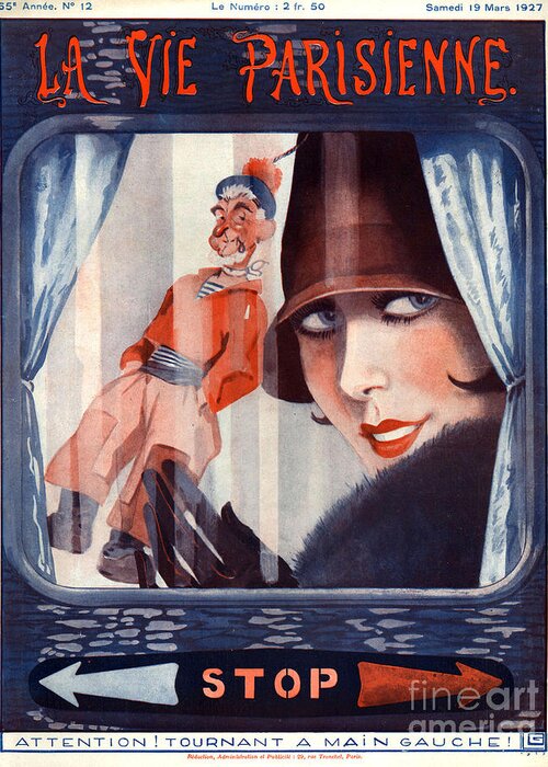 France Greeting Card featuring the drawing 1920s France La Vie Parisienne Magazine #234 by The Advertising Archives