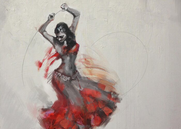 Belly Dance Art Greeting Card featuring the painting Belly Dancer 3 by Corporate Art Task Force