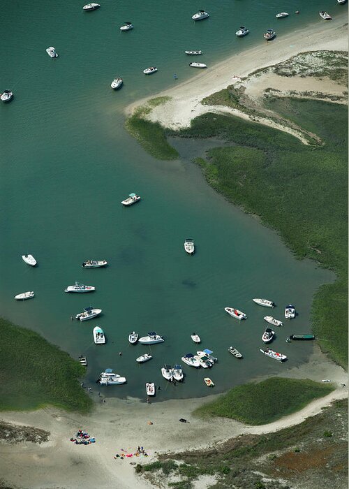 Aerial Greeting Card featuring the photograph Aerial Shoots Of Boats #3 by Logan Mock-Bunting
