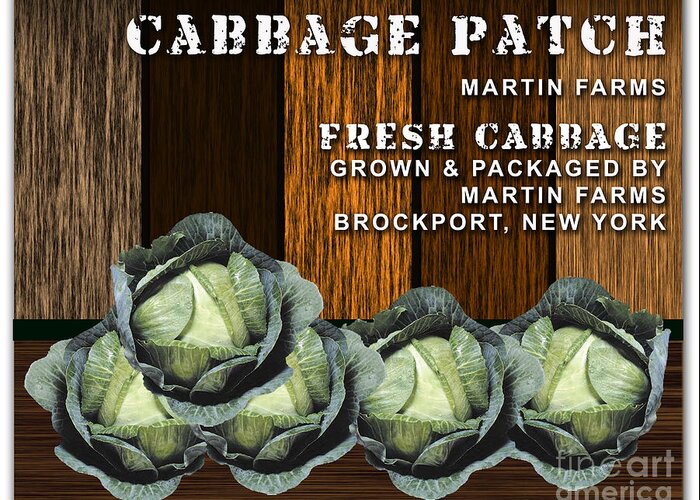 Cabbage Art Mixed Media Greeting Card featuring the mixed media Cabbage Farm #3 by Marvin Blaine