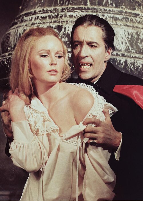 Dracula Has Risen From The Grave Greeting Card featuring the photograph Christopher Lee in Dracula Has Risen from the Grave #3 by Silver Screen