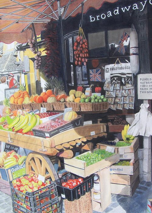 Cotswolds Greeting Card featuring the mixed media Cotswold Deli by Constance Drescher