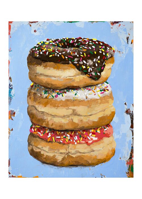 Donuts Greeting Card featuring the painting 3 Donuts by David Palmer