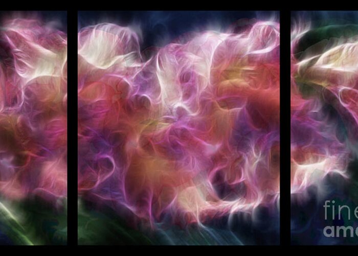 Gladiola Greeting Card featuring the digital art Gladiola Nebula Triptych #2 by Peter Piatt