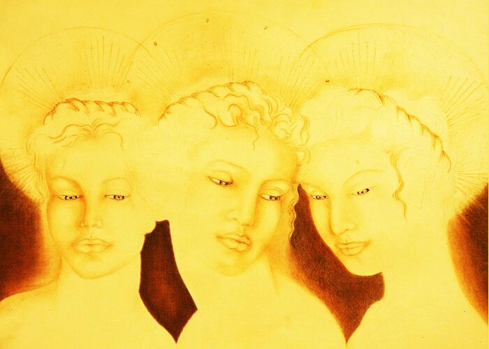 Giorgio Greeting Card featuring the painting 3 Graces by Giorgio Tuscani