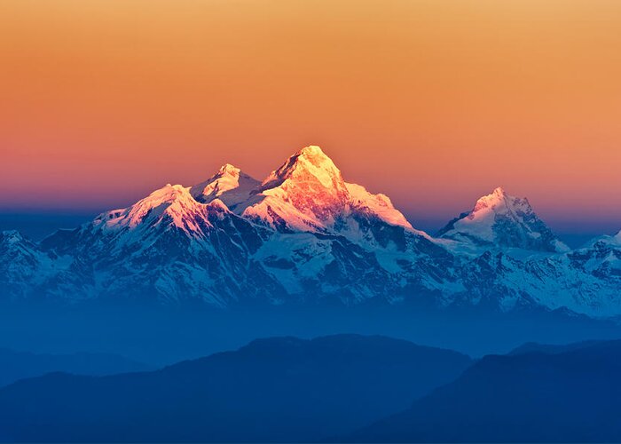 Fog Greeting Card featuring the photograph Himalayan Mountains View from Mt. Shivapuri #3 by U Schade