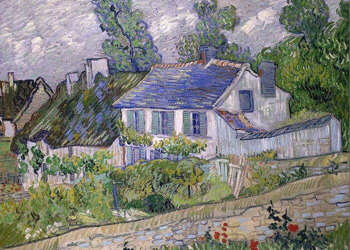 1890 Greeting Card featuring the painting Houses at Auvers #3 by Vincent van Gogh