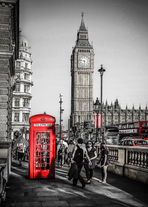 London; Red Greeting Card featuring the photograph London Red #3 by Chris Smith