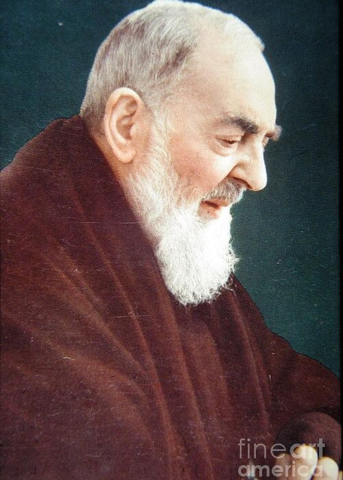 Prayer Greeting Card featuring the photograph Padre Pio #3 by Archangelus Gallery