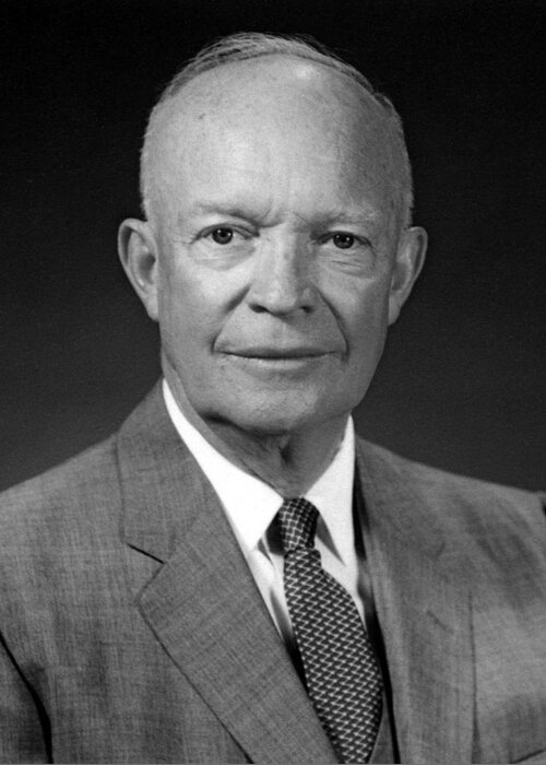 President Eisenhower Greeting Card featuring the photograph President Dwight Eisenhower - Four by War Is Hell Store