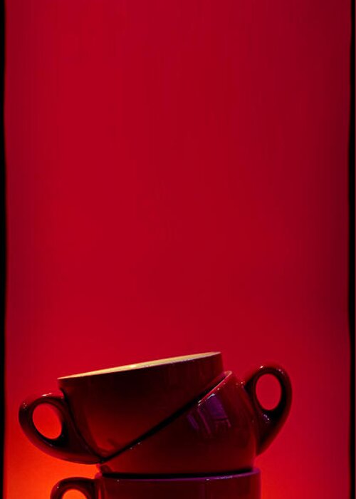 Coffee Greeting Card featuring the photograph 3 Red Coffee Cups 1x2 by Andrei SKY