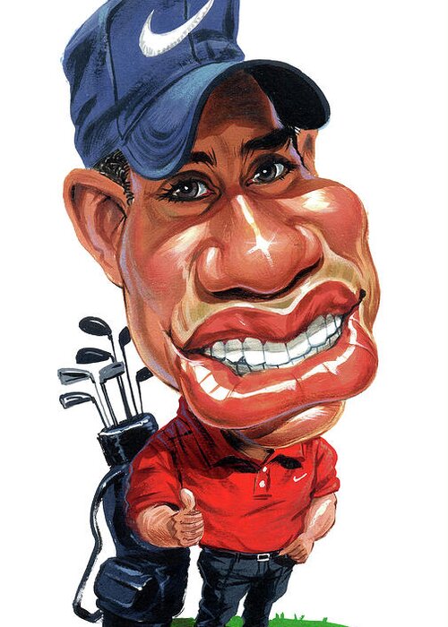 Tiger Woods Greeting Card featuring the painting Tiger Woods by Art 