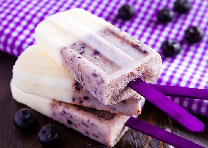 Background Greeting Card featuring the photograph Vanilla and Blueberry Popsicles #3 by Teri Virbickis