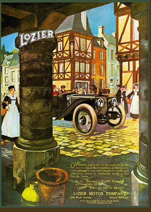 Lozier Motor Car Company Greeting Card featuring the photograph Lozier Motor Car Company by Vintage Automobile Ads and Posters