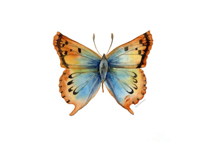 Opal Greeting Card featuring the painting 33 Opal Copper Butterfly by Amy Kirkpatrick