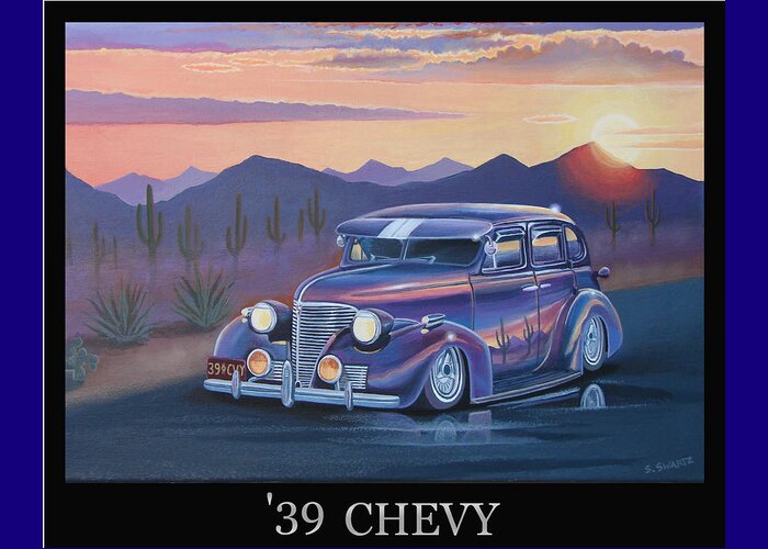 Automotive Greeting Card featuring the painting '39 Chevy #39 by Stuart Swartz