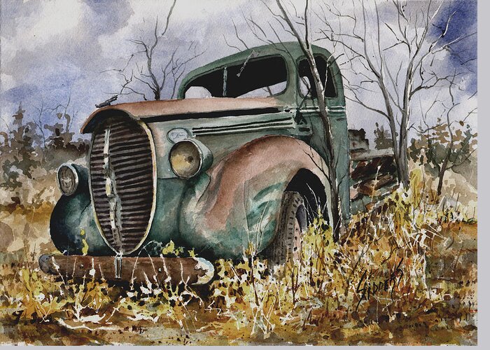 Truck Greeting Card featuring the painting 39 Ford Truck by Sam Sidders