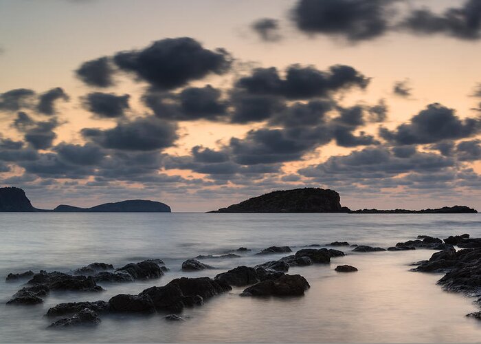 Landscape Greeting Card featuring the photograph Beautiful Ibiza coastal sunrise landscape #4 by Matthew Gibson