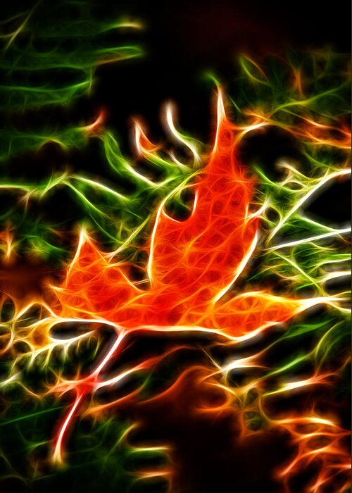 Fractal Greeting Card featuring the photograph Fractal Maple leaf #4 by Prince Andre Faubert