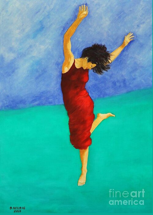 Lady Painting Greeting Card featuring the painting Jump Of Joy by Dagmar Helbig