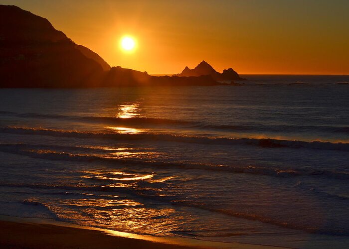 Pacifica Greeting Card featuring the photograph Linda Mar Beach at Sunset #4 by Dean Ferreira