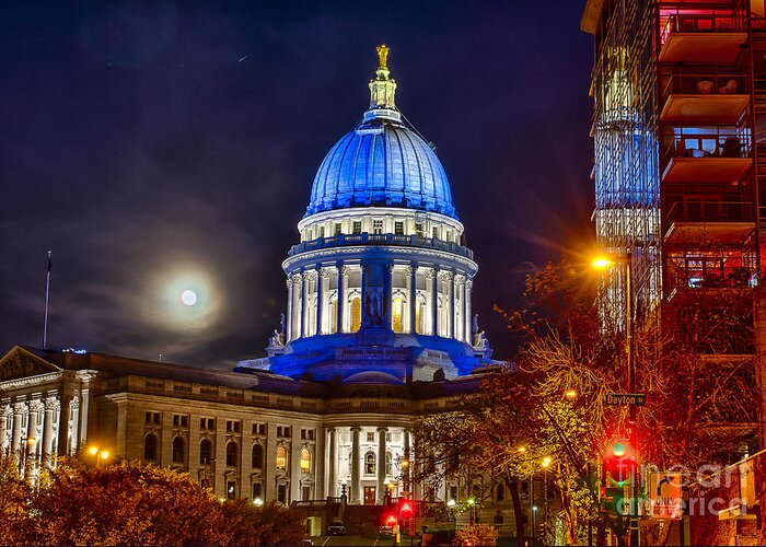 Blue Greeting Card featuring the photograph Madison Capitol #4 by Steven Ralser