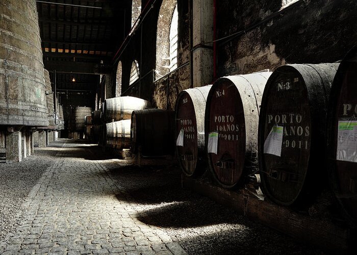 Fermenting Greeting Card featuring the photograph Porto Wine Cellar #4 by Vuk8691
