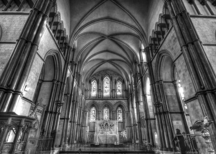 Rochester Cathedral Greeting Card featuring the photograph Rochester Cathedral interior HDR. #4 by David French