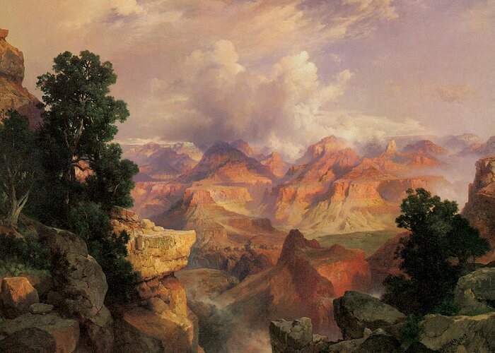 Thomas Moran Greeting Card featuring the painting The Grand Canyon #4 by Thomas Moran