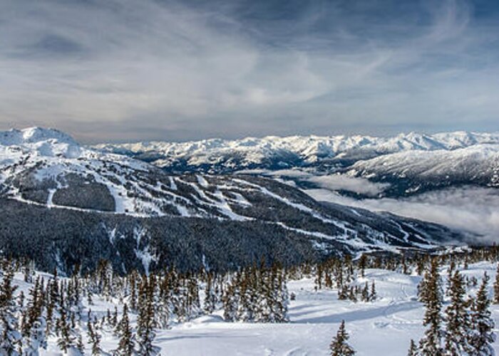 Whistler Greeting Card featuring the photograph Whistler mountain peak view from Blackcomb by Pierre Leclerc Photography