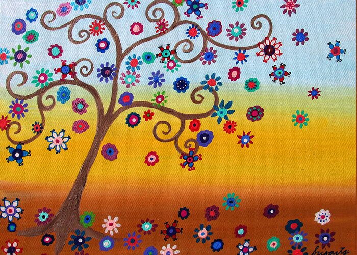 Tree Greeting Card featuring the painting Tree Of Life #40 by Pristine Cartera Turkus