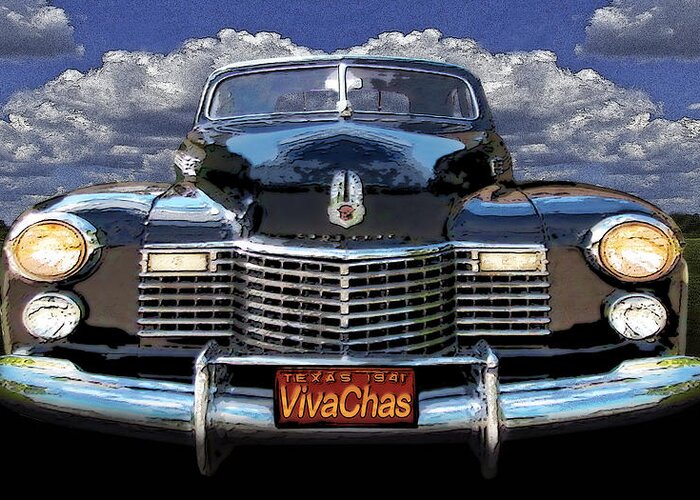 1941 Greeting Card featuring the digital art 41 Cadillac Blue on Blue by Chas Sinklier