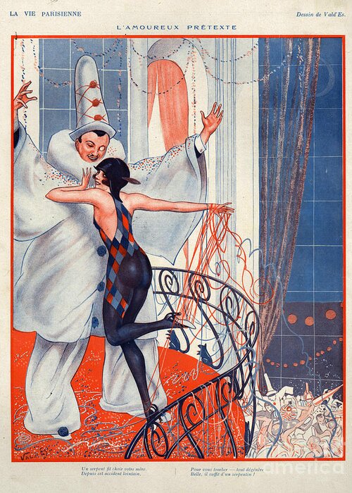France Greeting Card featuring the drawing 1920s France La Vie Parisienne Magazine #429 by The Advertising Archives